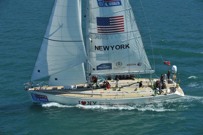 New York races away from Cape Town, South Africa, at the start of Race 4 - Clipper 11-12 Round the World Yacht Race © Bruce Sutherland/onEdition